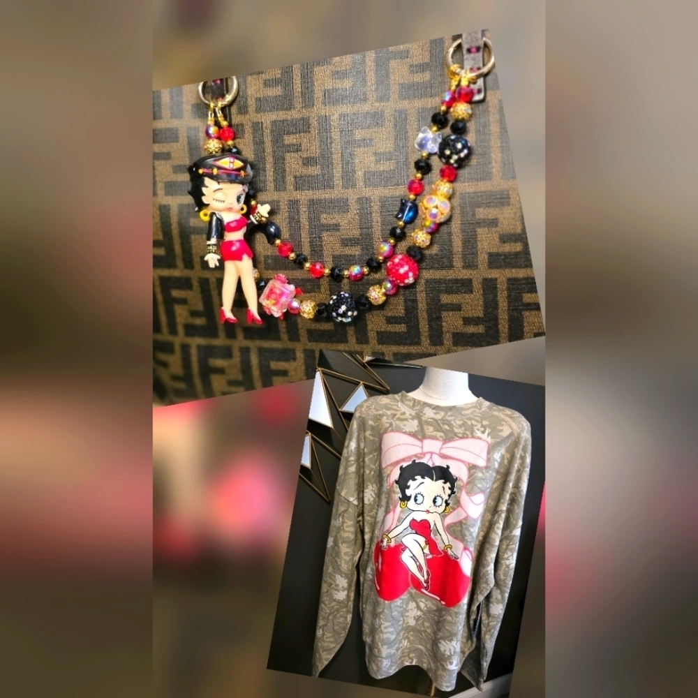 NWT Bling Betty Boop Handbag Charm With Matching Sweater ✨